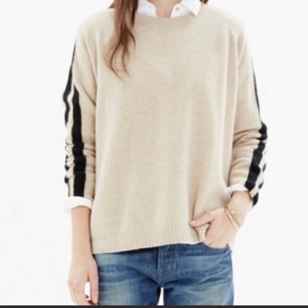 Madewell Beige sweater with black stripe